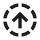 A bold upward-pointing arrow inside a circle, with the circle made of separated black segments on a transparent background.