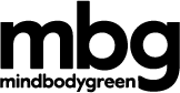 Black mbg logo with the words mindbodygreen in lowercase positioned underneath.