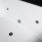 Close-up of the Brainpod 2.0 Commercial Cold Plunges white acrylic interior, showing three metallic jets, a circular mesh drain or speaker, and part of the tub edge; its clean, smooth surface highlights ergonomic design.