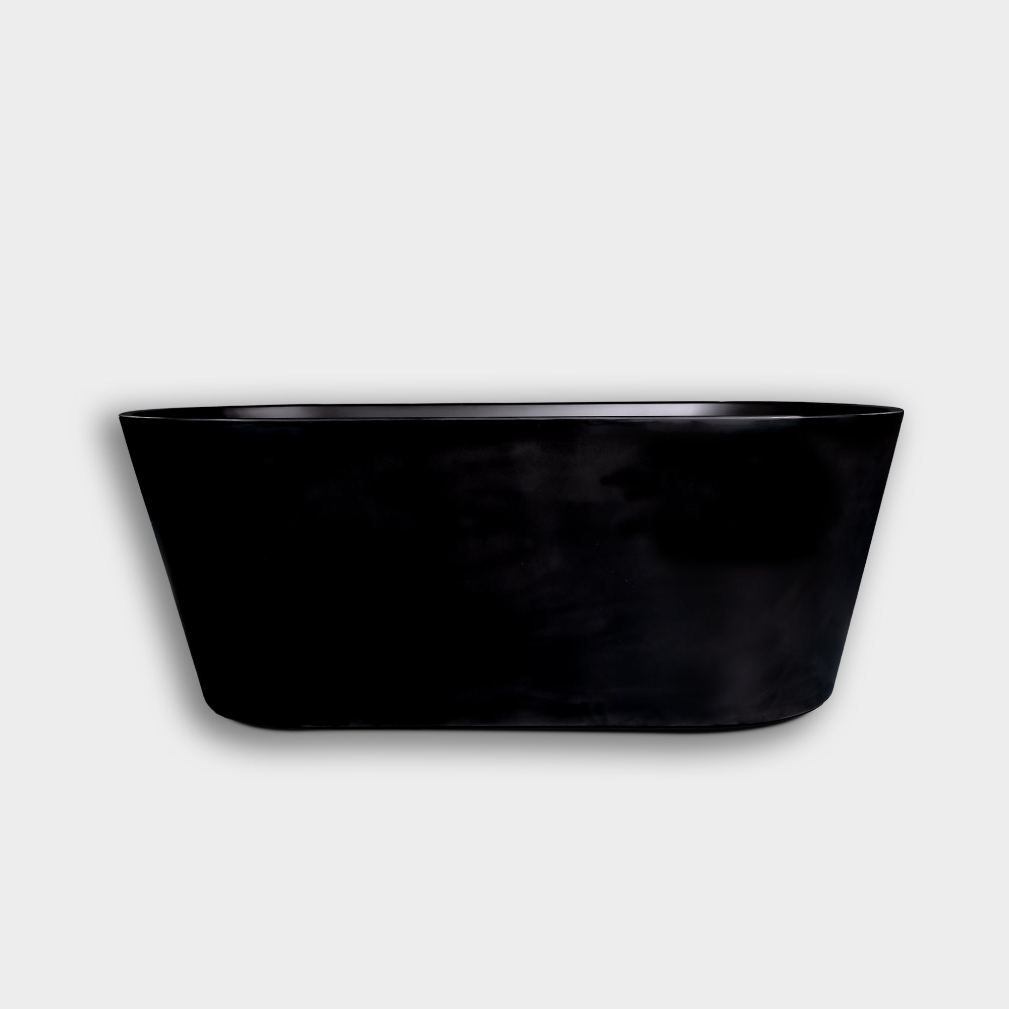 The Brainpod 2.0 Commercial Cold Plunge is a modern matte black acrylic bathtub with smooth, curved edges, displayed against a plain light gray background.