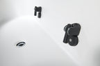 Close-up of the Brainpod 2.0 Cold Plunge, a white tub with a chrome drain and two black ergonomic rollers attached to the wall, designed for enhanced comfort and modern style.