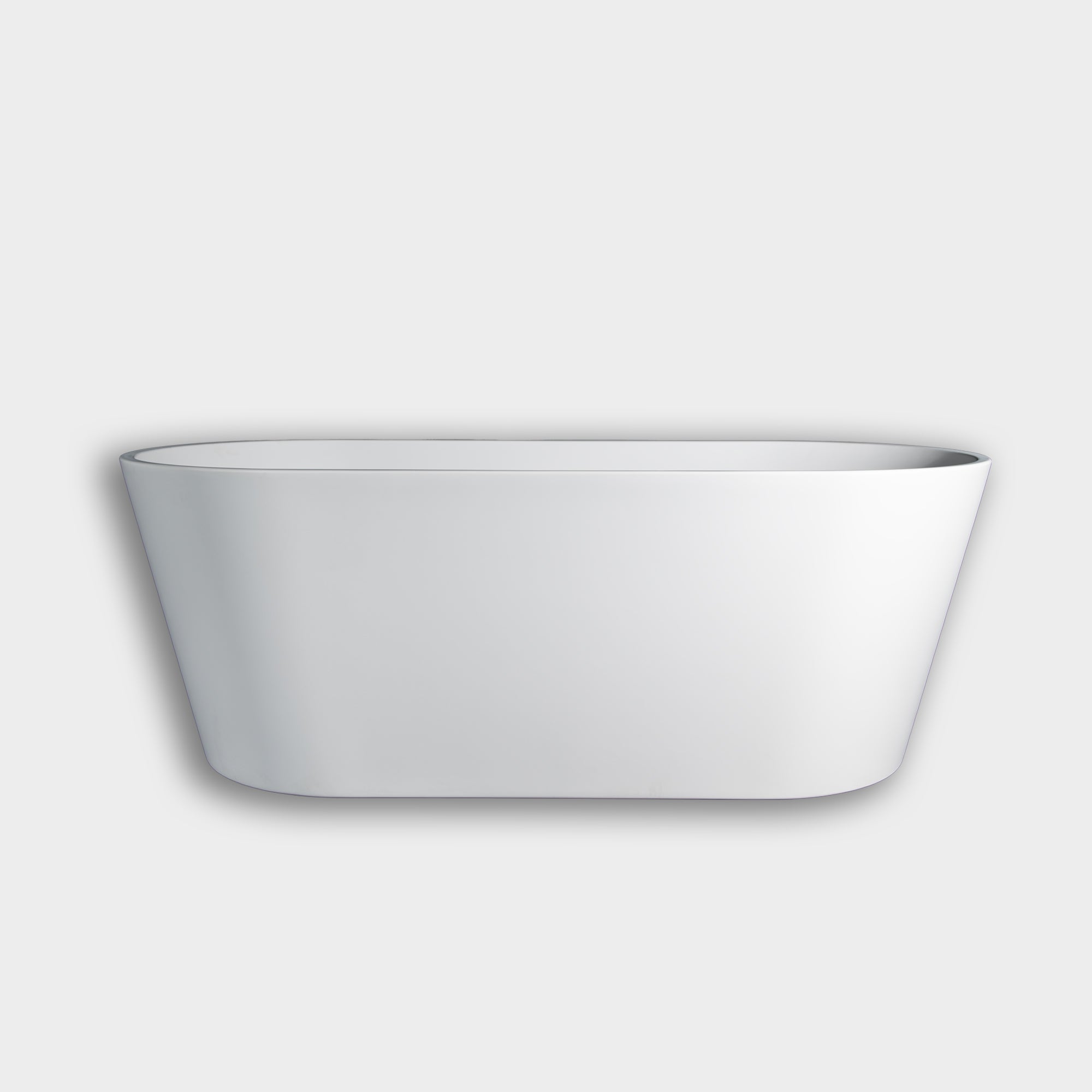The Brainpod 2.0 Commercial Cold Plunge is a modern, freestanding white acrylic tub with smooth, minimalist curves and a matte finish, shown against a plain light gray background.